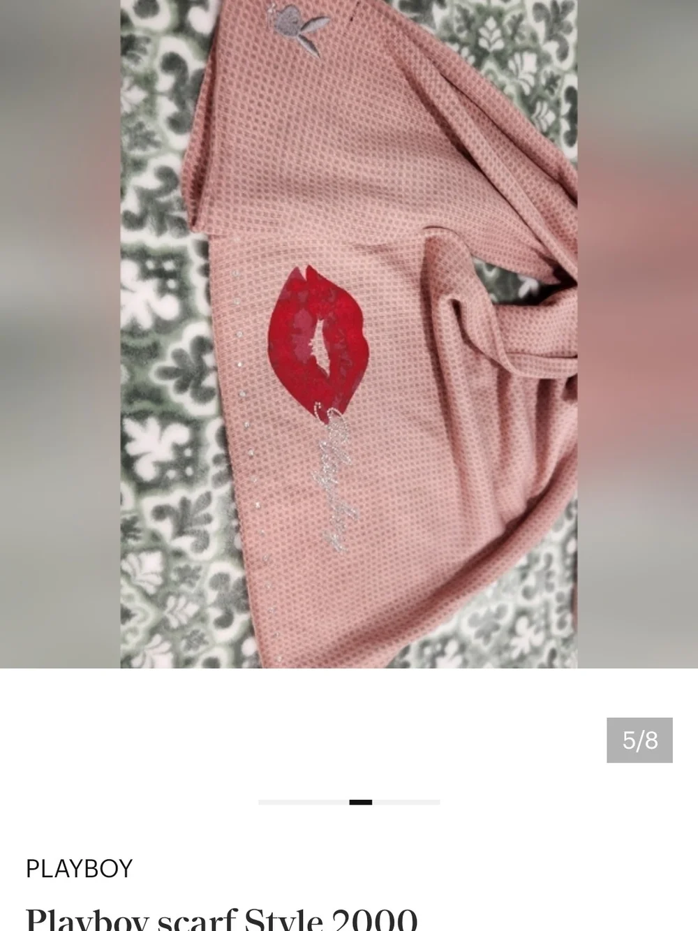 PLAYBOY Pink Scarf with Red Lip Embroidery